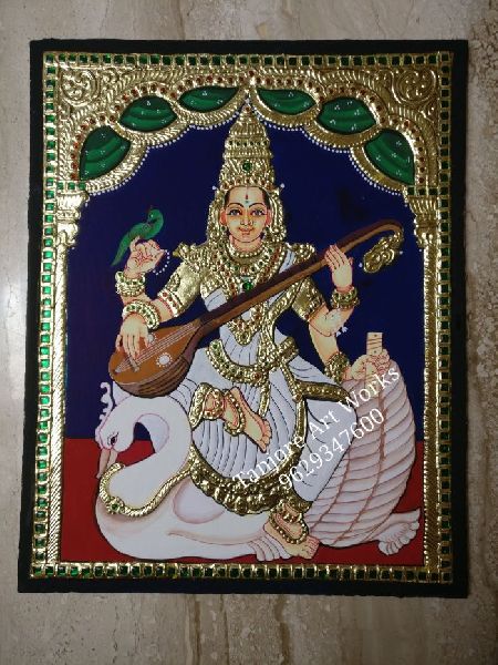 Saraswati Maa Tanjore Painting 01